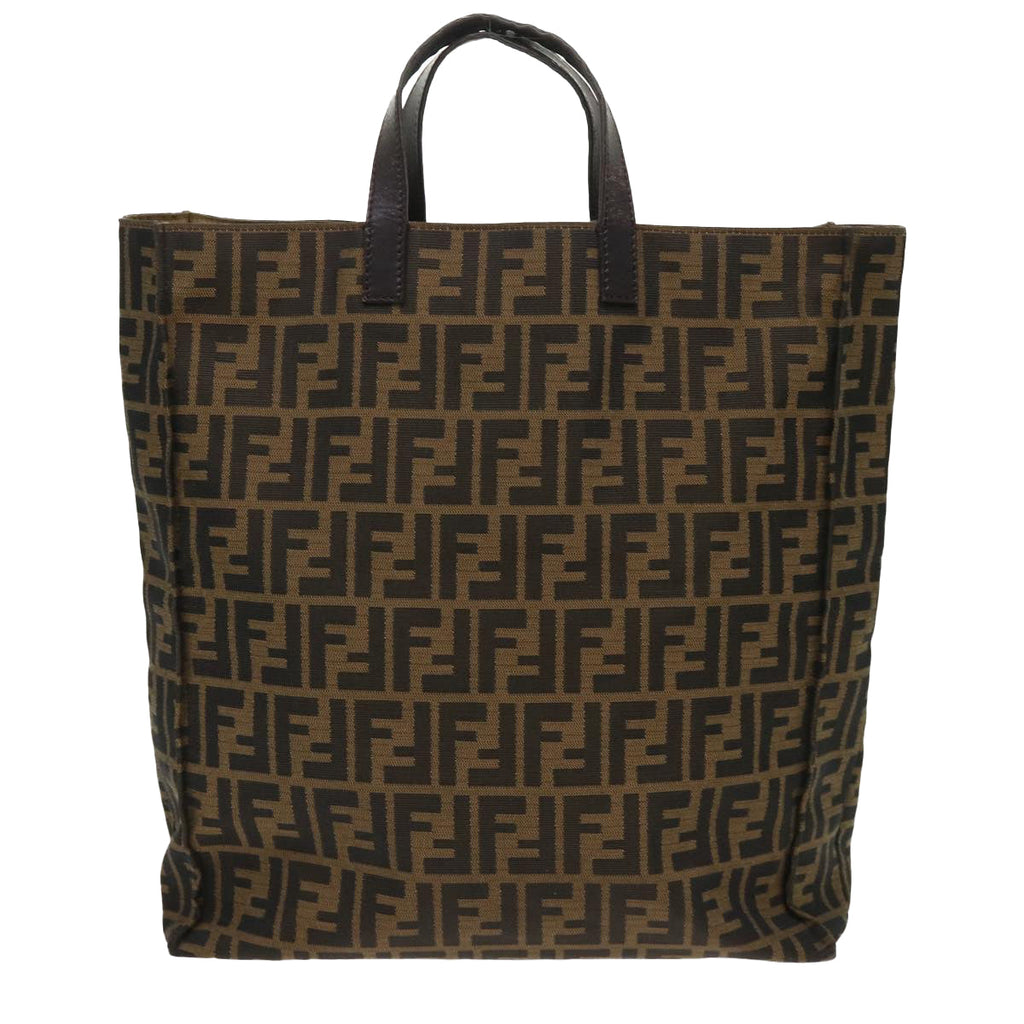 FENDI Zucca Canvas Tote Bag Nylon Brown Black ep1558
