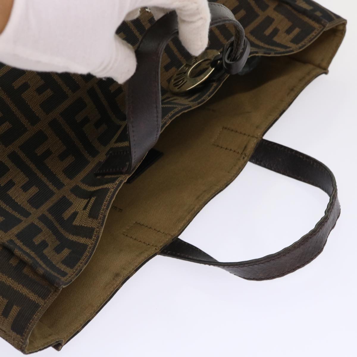 FENDI Zucca Canvas Tote Bag Nylon Brown Black ep1558