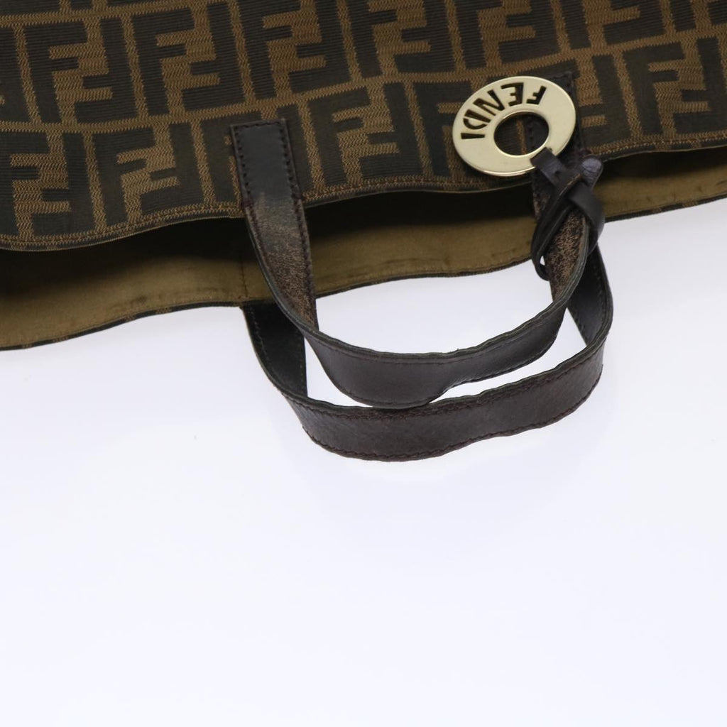 FENDI Zucca Canvas Tote Bag Nylon Brown Black ep1558