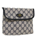 GUCCI GG Canvas Pouch PVC Leather Gray Navy 010 378 ep1572