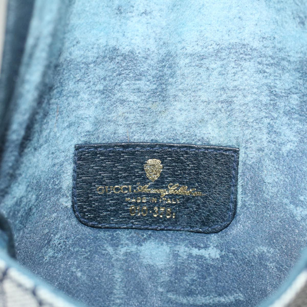 GUCCI GG Canvas Pouch PVC Leather Gray Navy 010 378 ep1572