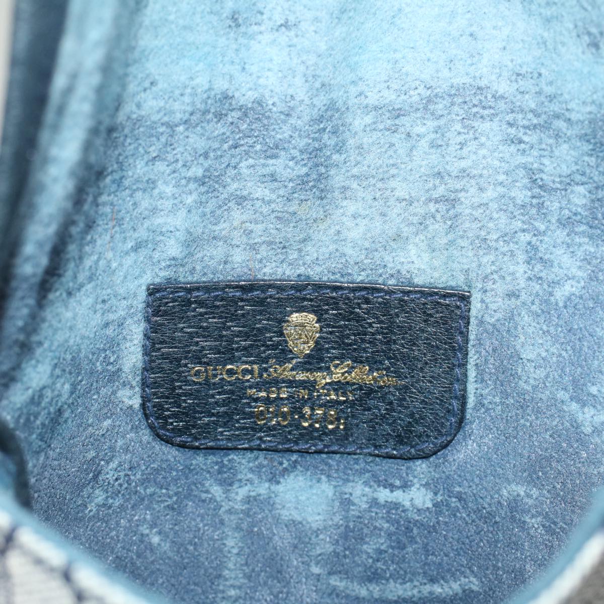 GUCCI GG Canvas Pouch PVC Leather Gray Navy 010 378 ep1572