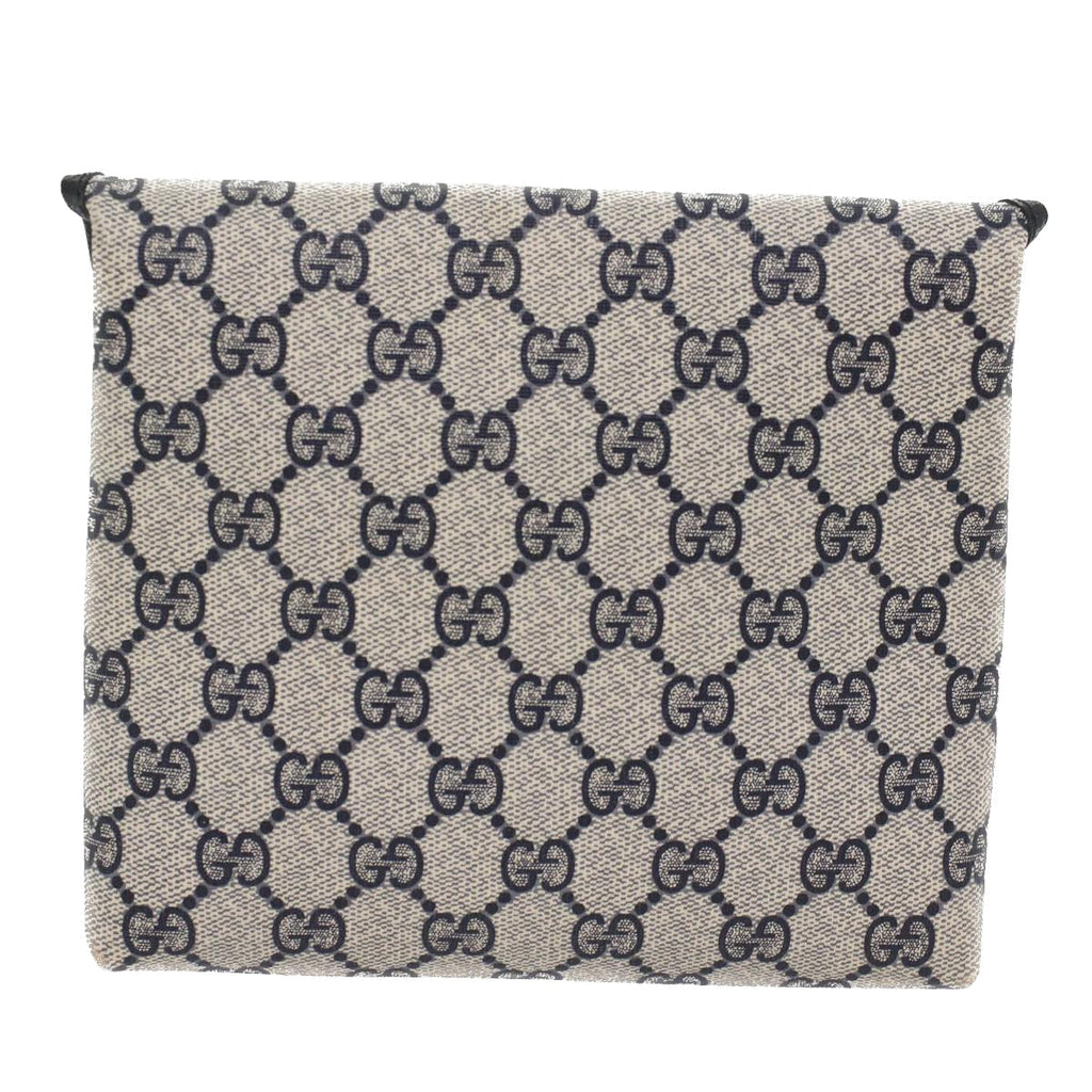GUCCI GG Canvas Pouch PVC Leather Gray Navy 010 378 ep1572