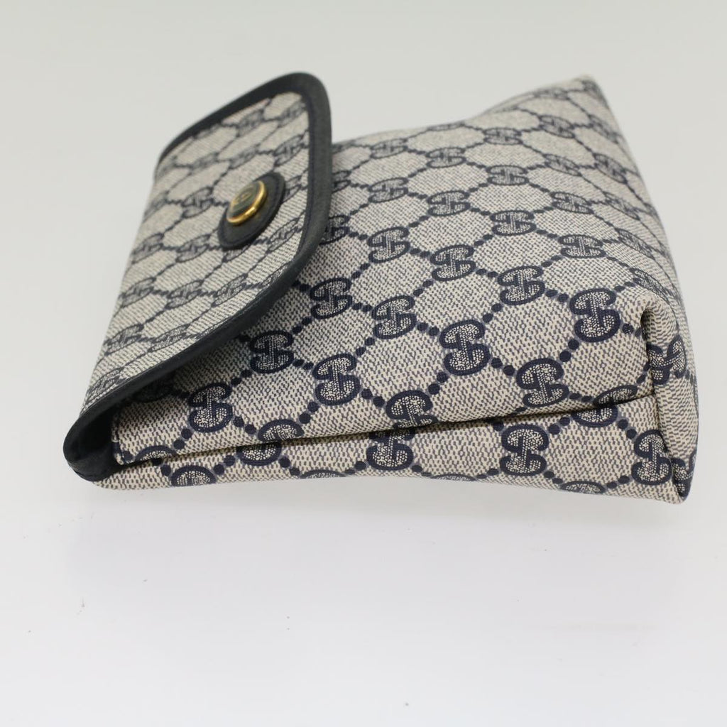 GUCCI GG Canvas Pouch PVC Leather Gray Navy 010 378 ep1572