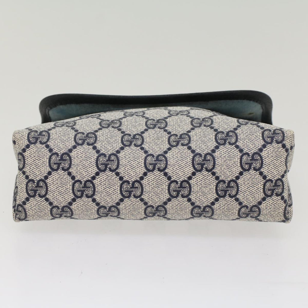 GUCCI GG Canvas Pouch PVC Leather Gray Navy 010 378 ep1572