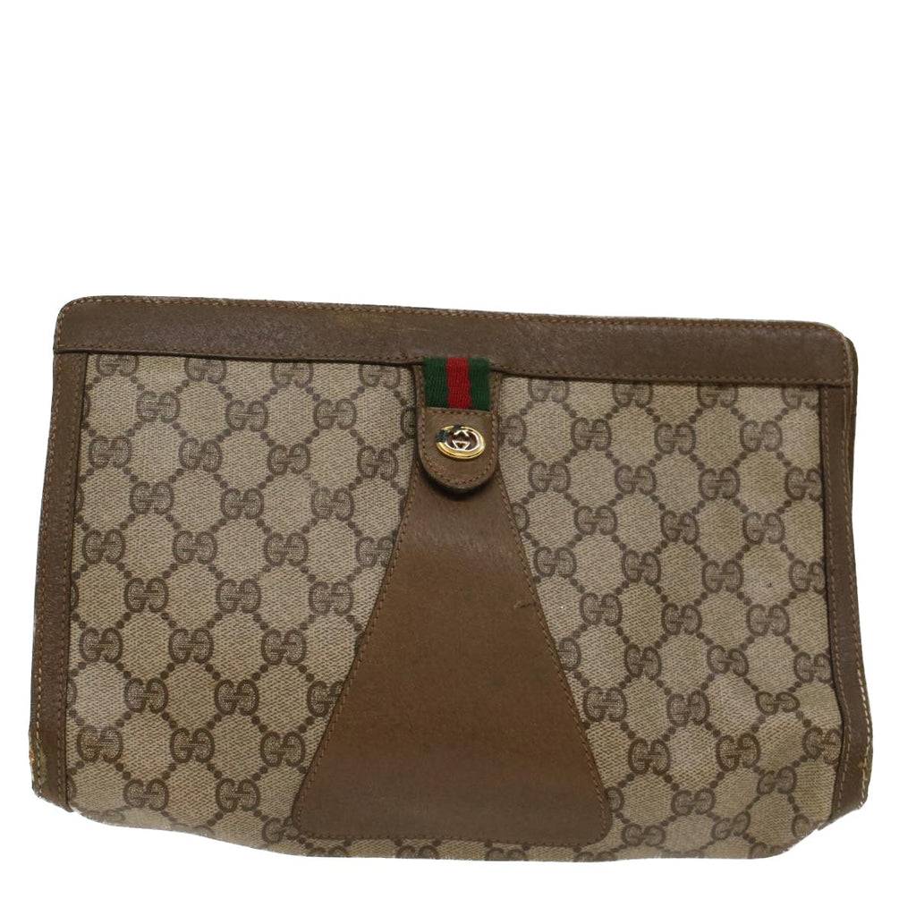 GUCCI GG Canvas Web Sherry Line Clutch Bag Beige Red Green 89 01 033 ep1581