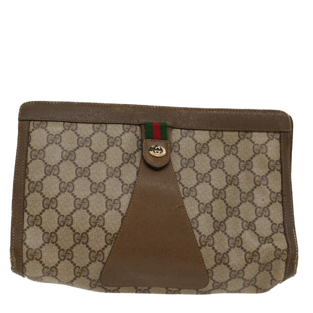 GUCCI GG Canvas Web Sherry Line Clutch Bag Beige Red Green 89 01 033 ep1581