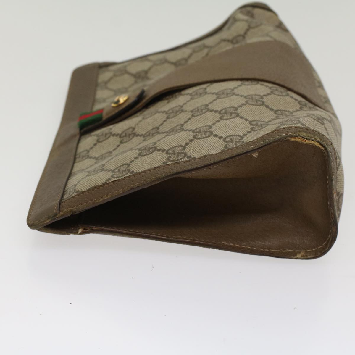 GUCCI GG Canvas Web Sherry Line Clutch Bag Beige Red Green 89 01 033 ep1581