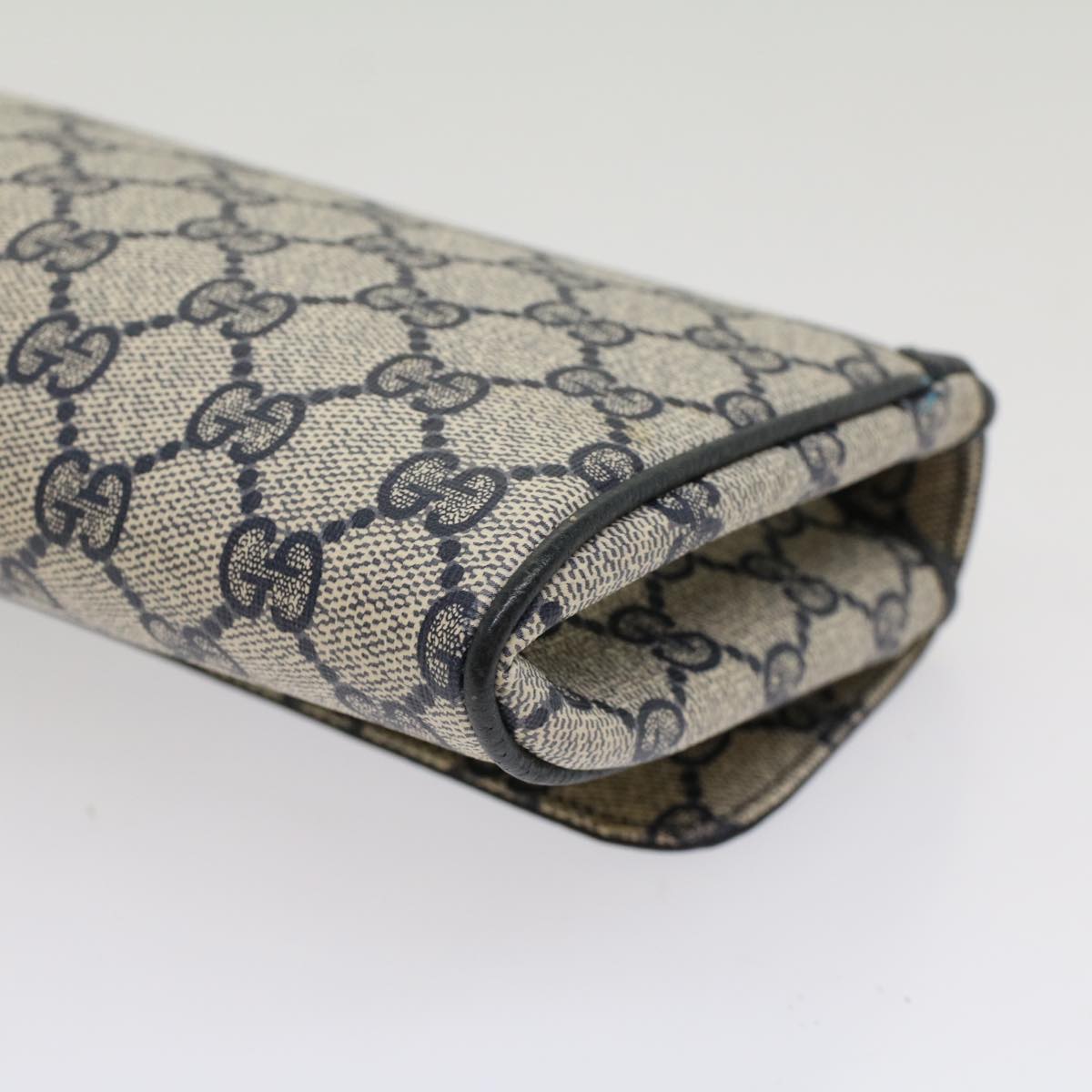 GUCCI GG Canvas Pouch PVC Leather Gray Navy ep1605