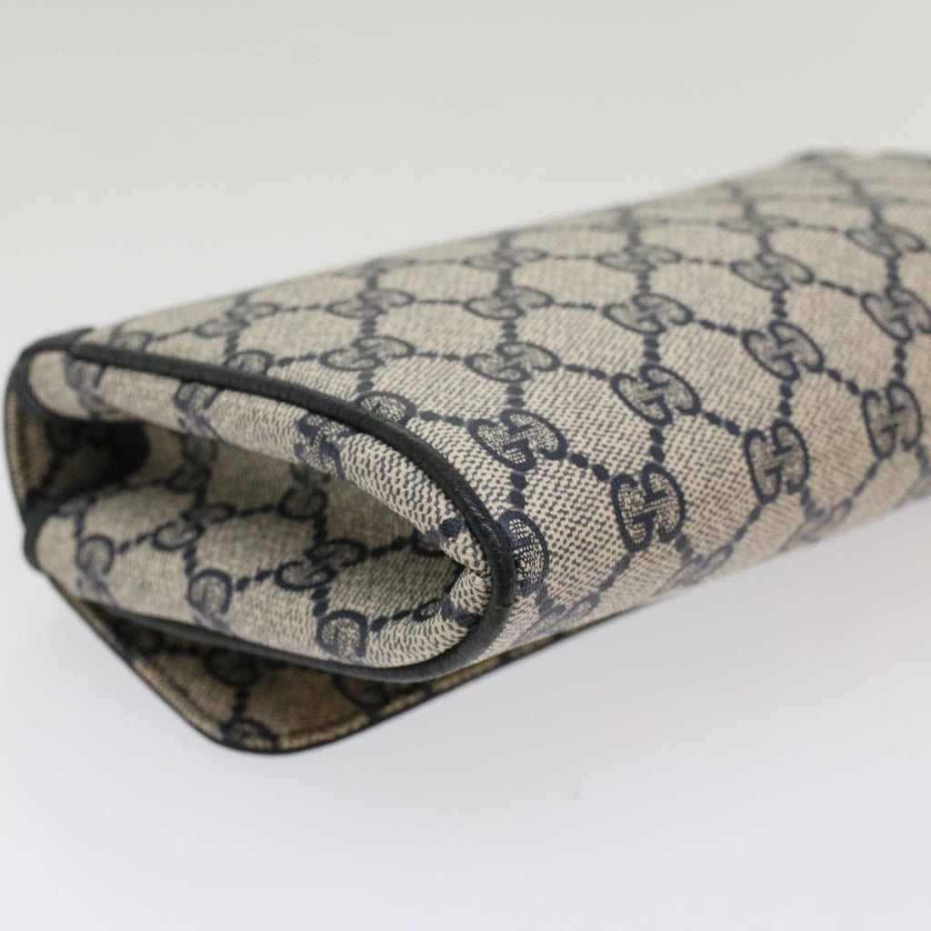 GUCCI GG Canvas Pouch PVC Leather Gray Navy ep1605