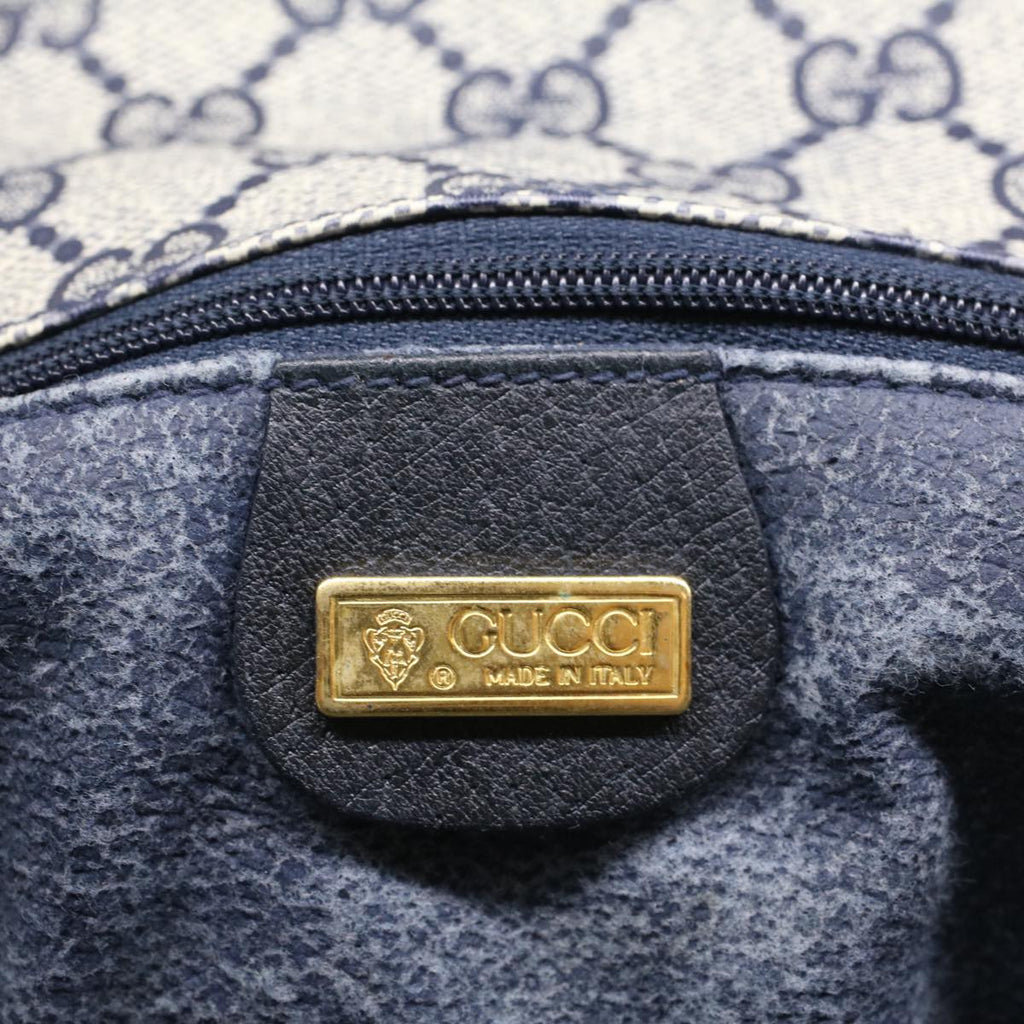 GUCCI GG Canvas Pouch PVC Leather Gray Navy ep1605