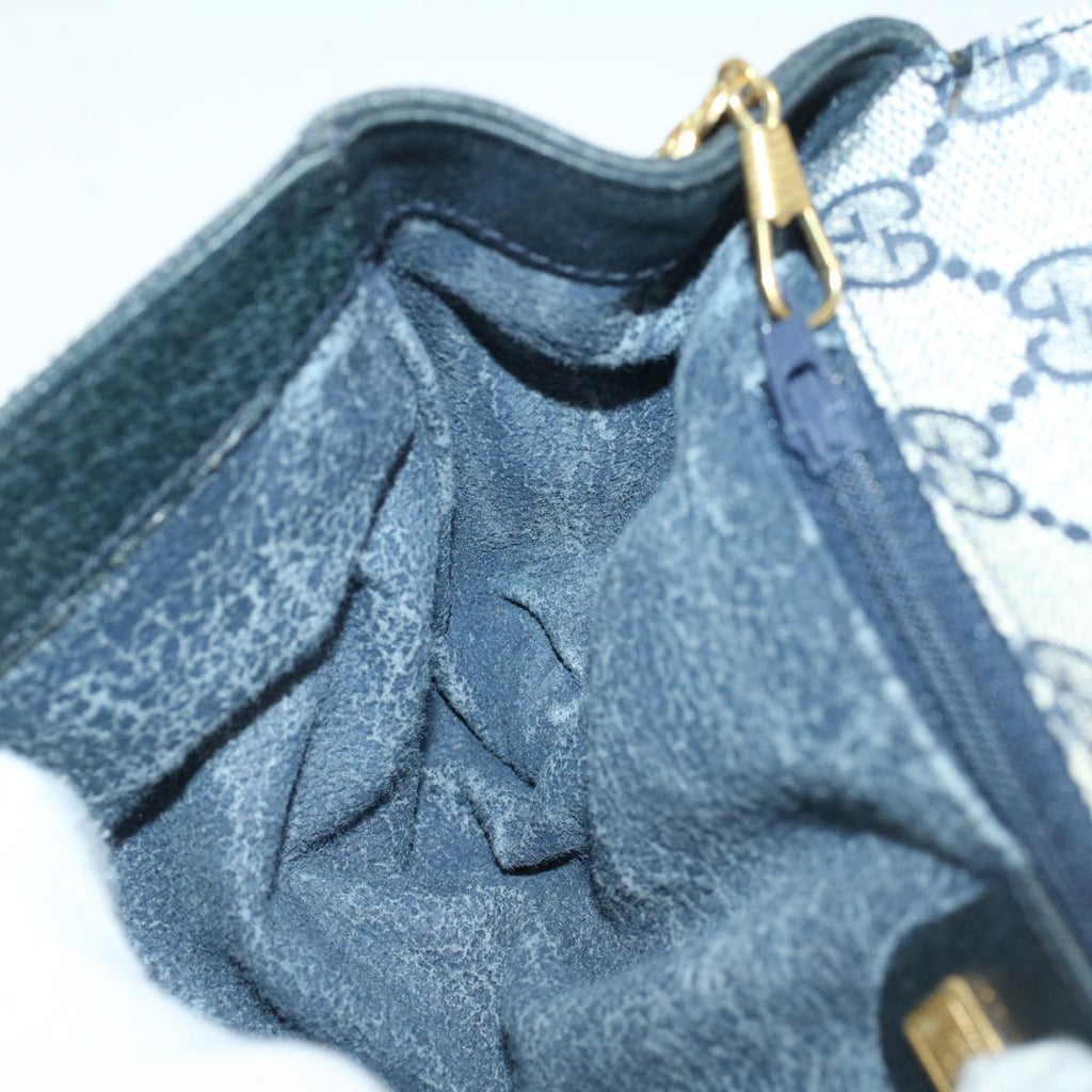 GUCCI GG Canvas Pouch PVC Leather Gray Navy ep1605