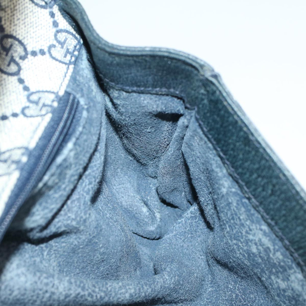 GUCCI GG Canvas Pouch PVC Leather Gray Navy ep1605