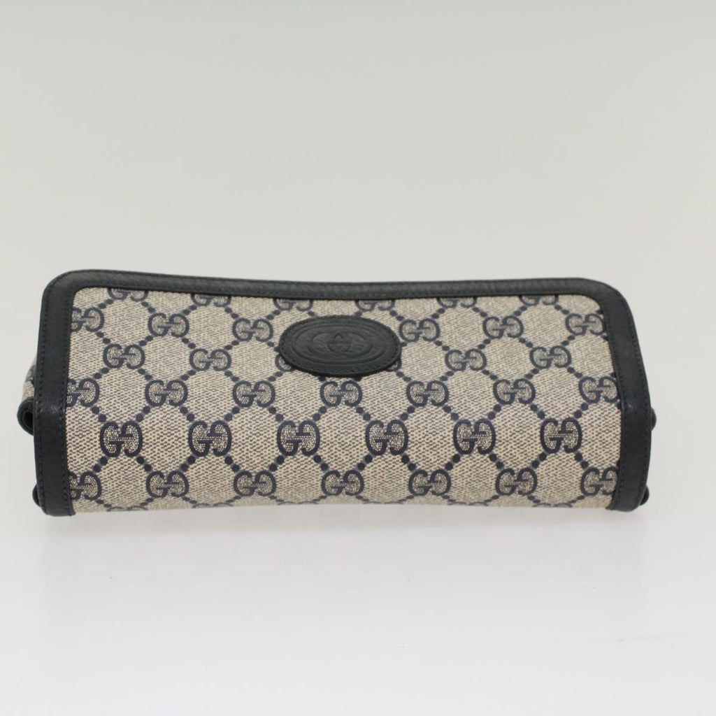 GUCCI GG Canvas Pouch PVC Leather Gray Navy ep1605