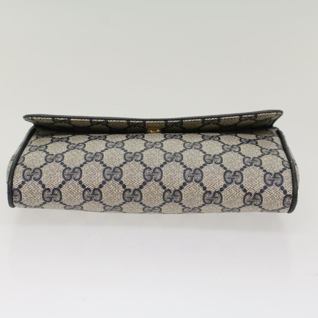 GUCCI GG Canvas Pouch PVC Leather Gray Navy ep1605