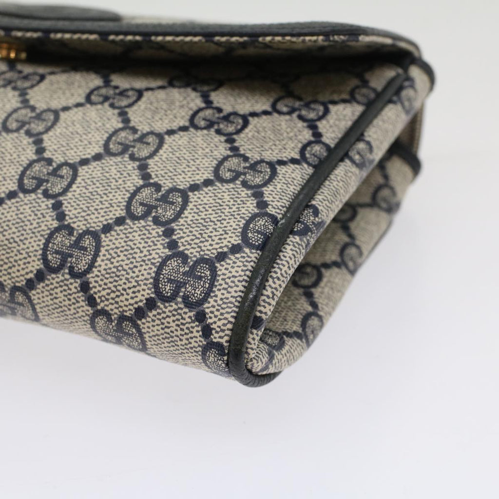 GUCCI GG Canvas Pouch PVC Leather Gray Navy ep1605