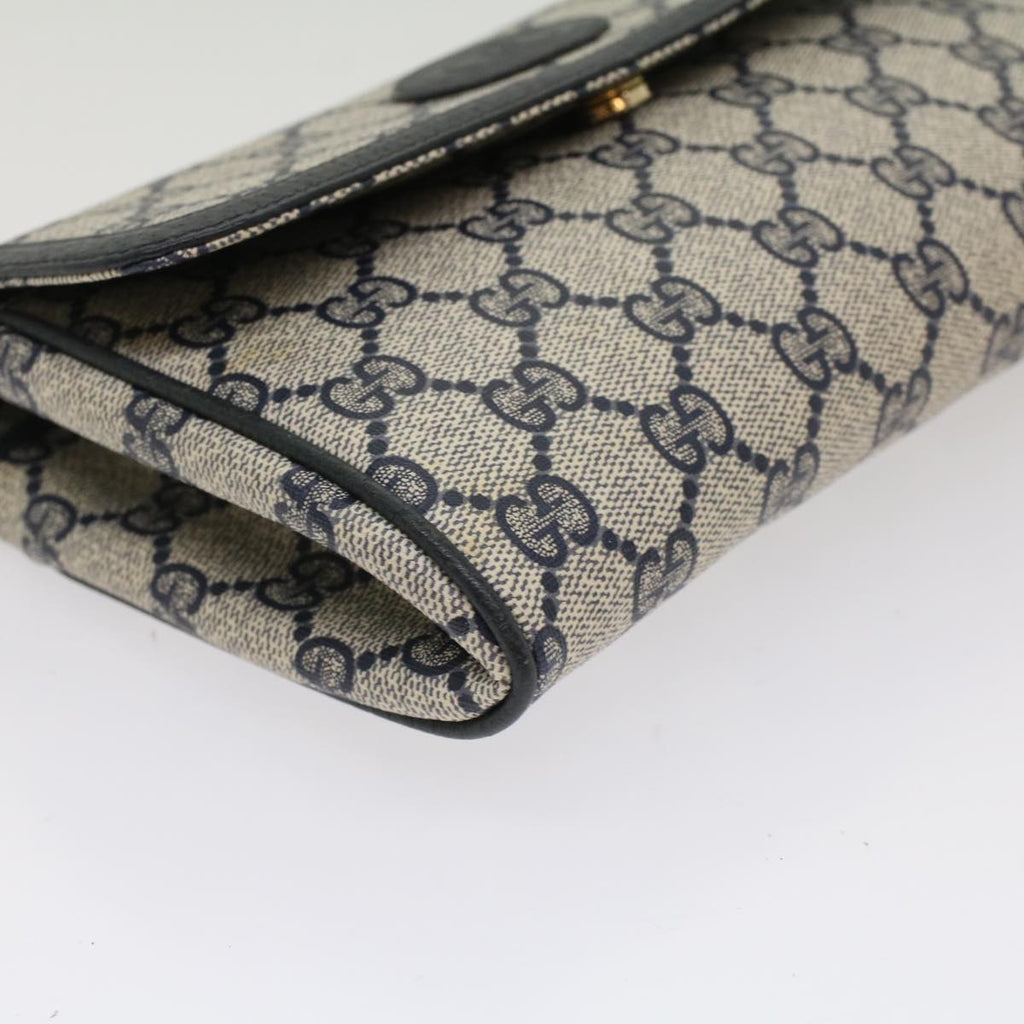 GUCCI GG Canvas Pouch PVC Leather Gray Navy ep1605