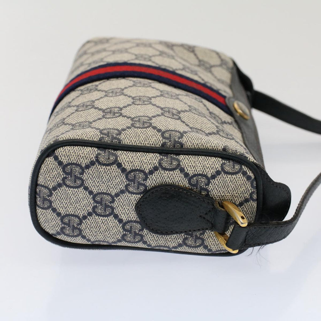 GUCCI GG Canvas Sherry Line Shoulder Bag Gray Red Navy 89 02 018 ep1660