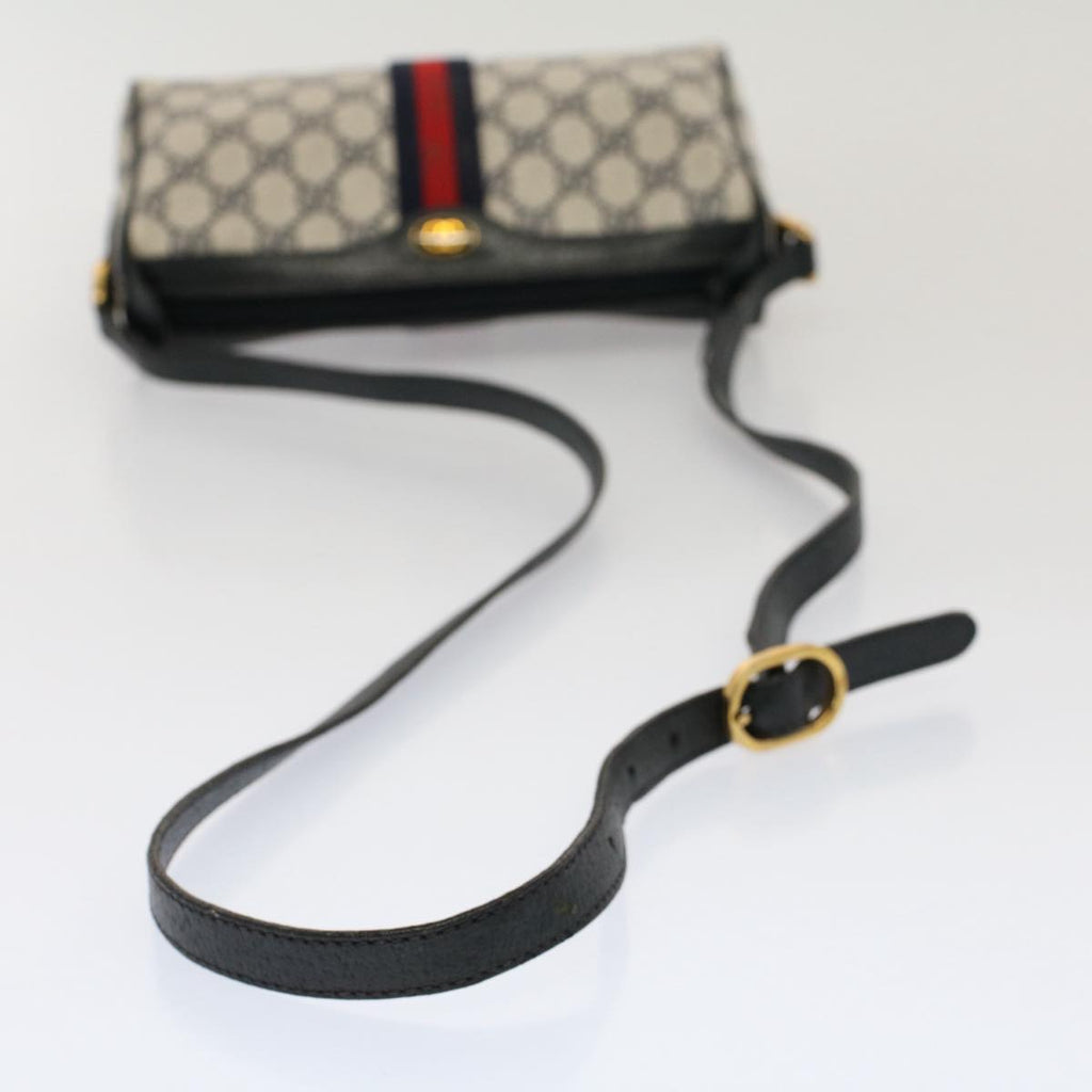 GUCCI GG Canvas Sherry Line Shoulder Bag Gray Red Navy 89 02 018 ep1660