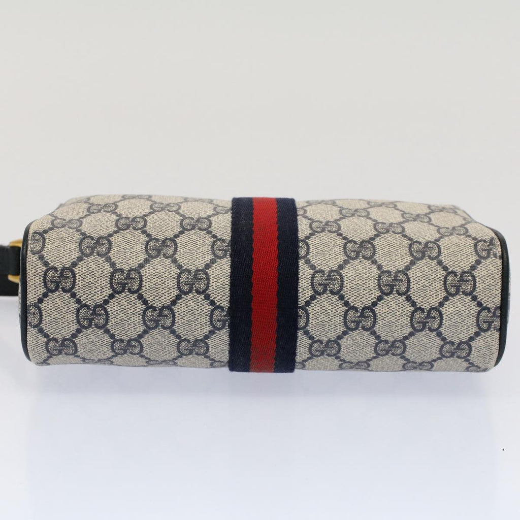 GUCCI GG Canvas Sherry Line Shoulder Bag Gray Red Navy 89 02 018 ep1660