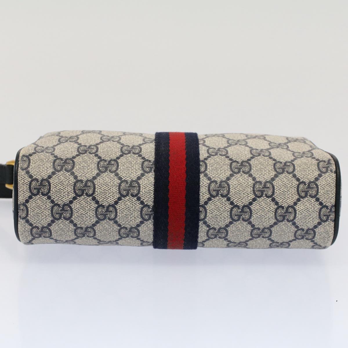 GUCCI GG Canvas Sherry Line Shoulder Bag Gray Red Navy 89 02 018 ep1660