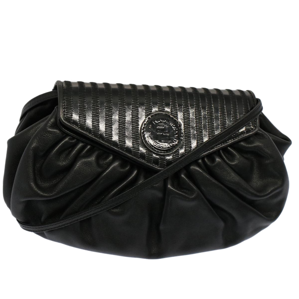 FENDI Shoulder Bag Leather Black ep1697