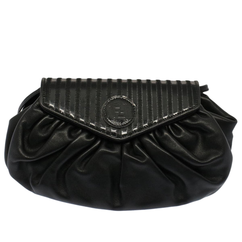FENDI Shoulder Bag Leather Black ep1697