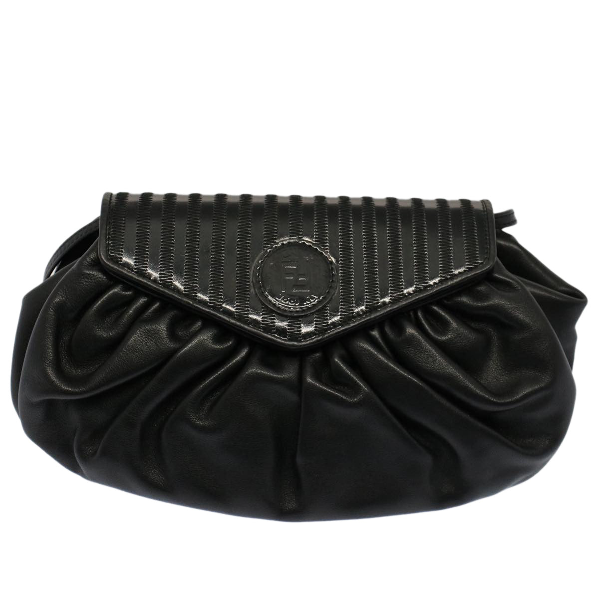FENDI Shoulder Bag Leather Black ep1697