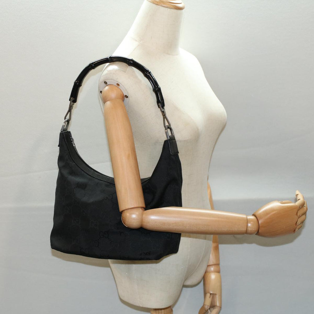 GUCCI GG Canvas Bamboo Shoulder Bag Black 000 0531 002058 ep1777