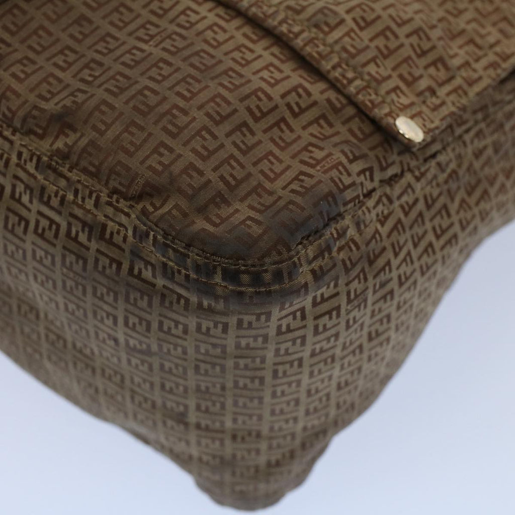 FENDI Zucchino Canvas Shoulder Bag Brown ep1788