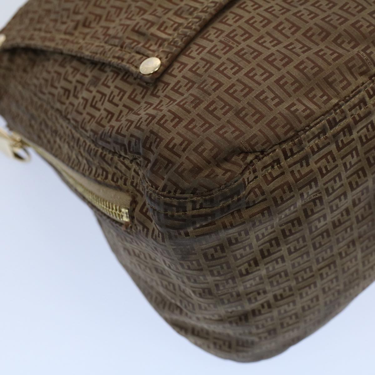FENDI Zucchino Canvas Shoulder Bag Brown ep1788