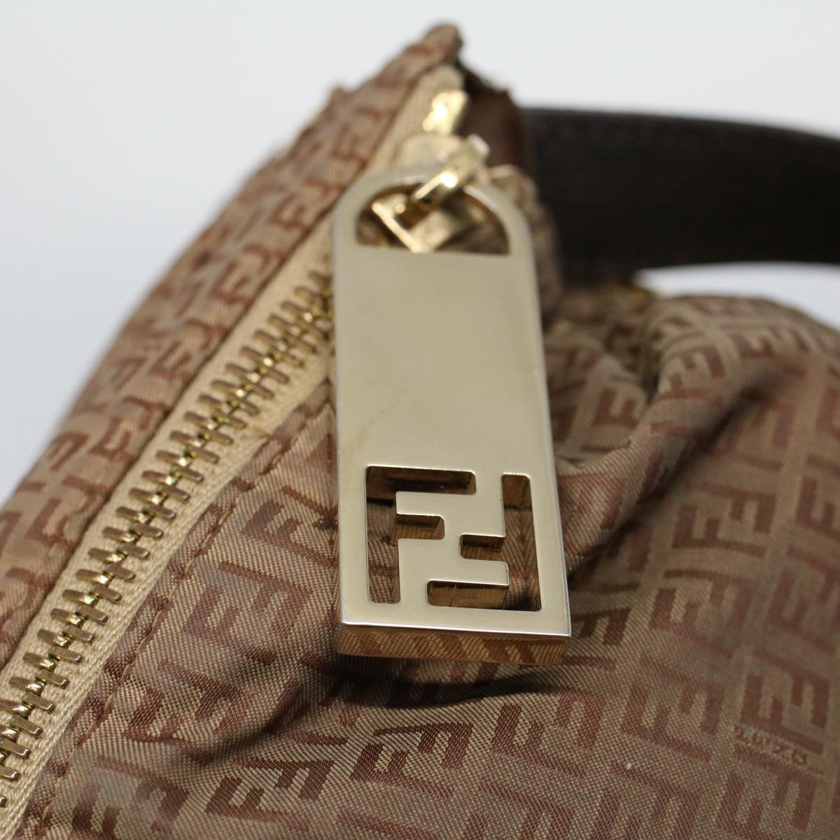 FENDI Zucchino Canvas Shoulder Bag Brown ep1788