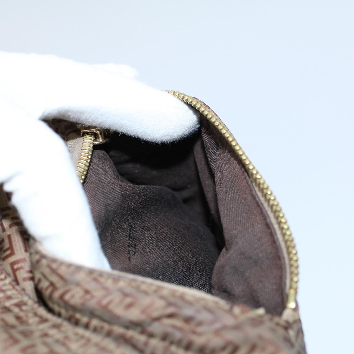 FENDI Zucchino Canvas Shoulder Bag Brown ep1788