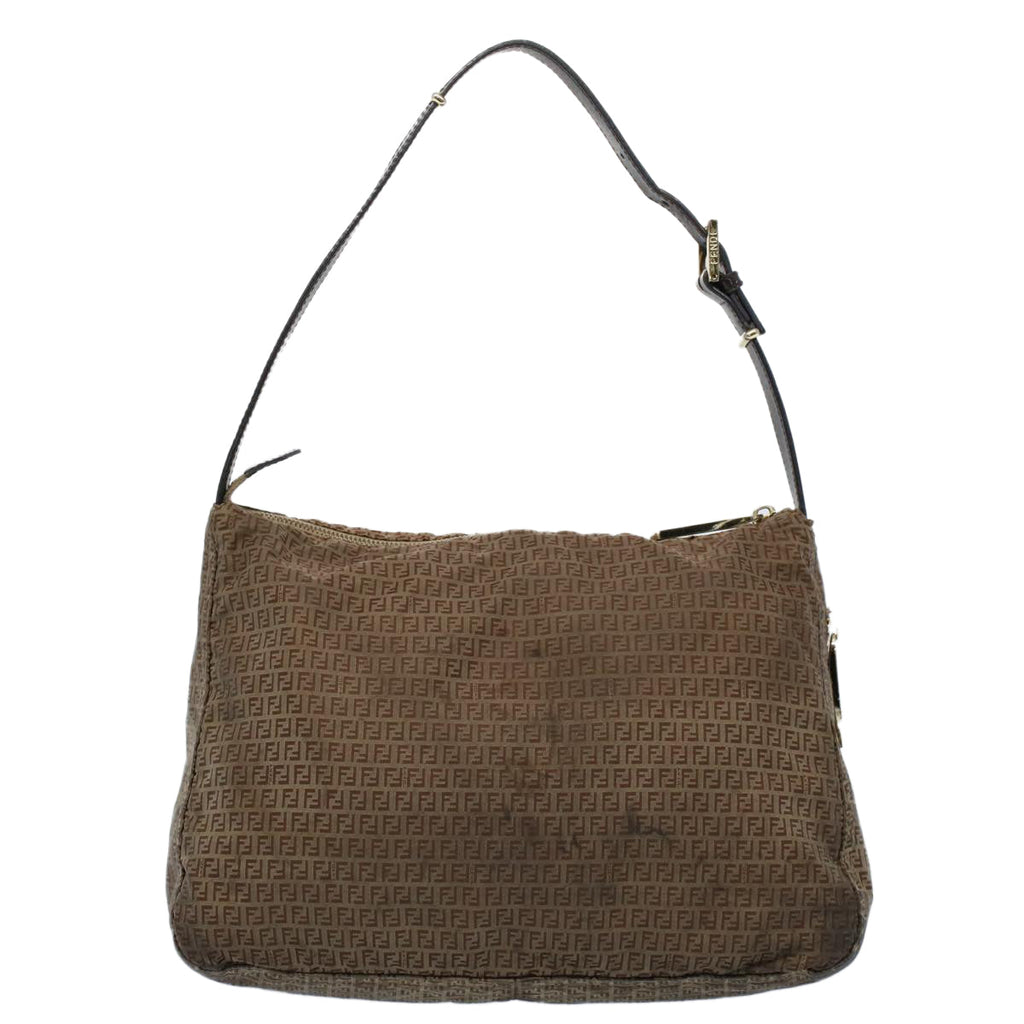 FENDI Zucchino Canvas Shoulder Bag Brown ep1788