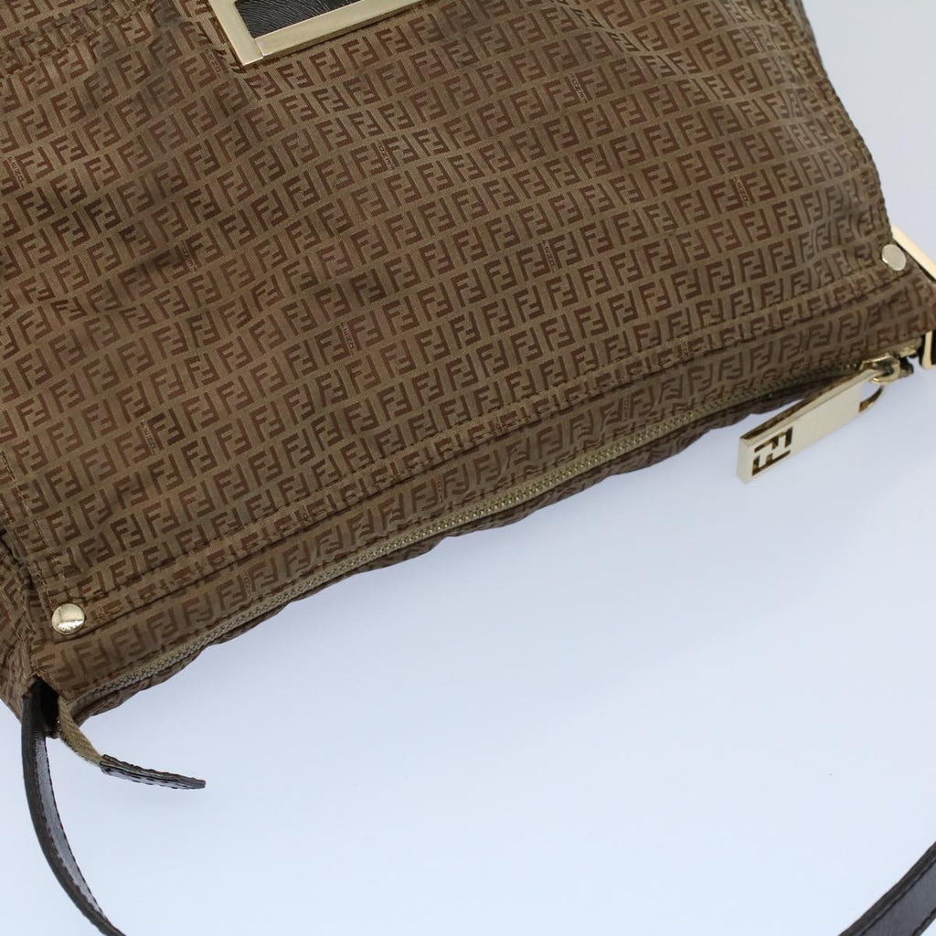 FENDI Zucchino Canvas Shoulder Bag Brown ep1788