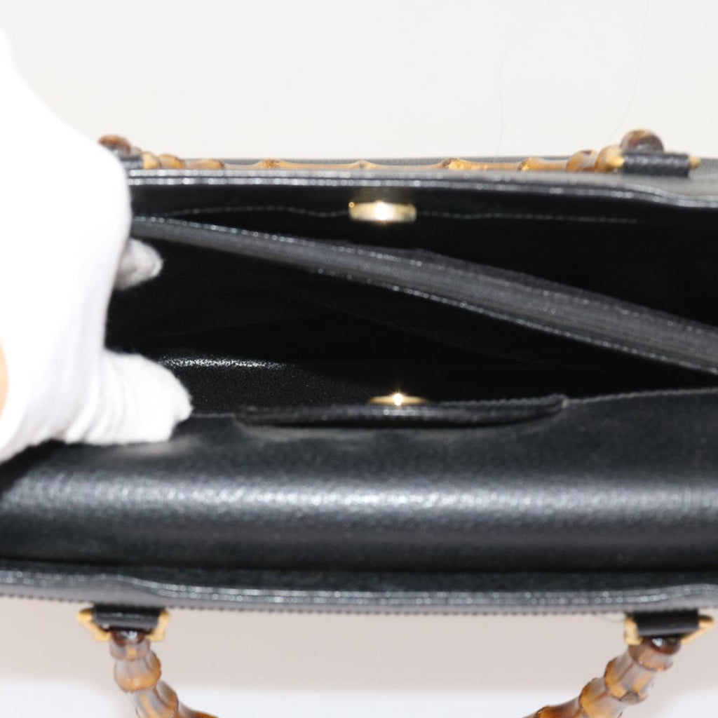GUCCI Bamboo Hand Bag Leather Black 002 1186 0259 ep1809