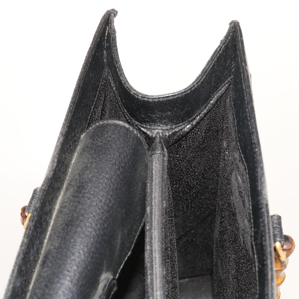 GUCCI Bamboo Hand Bag Leather Black 002 1186 0259 ep1809