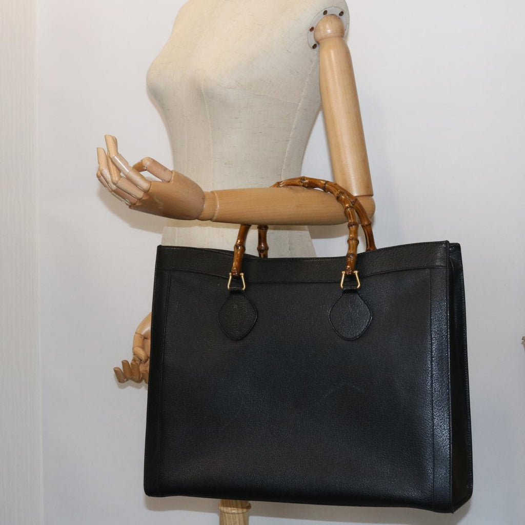 GUCCI Bamboo Hand Bag Leather Black 002 1186 0259 ep1809