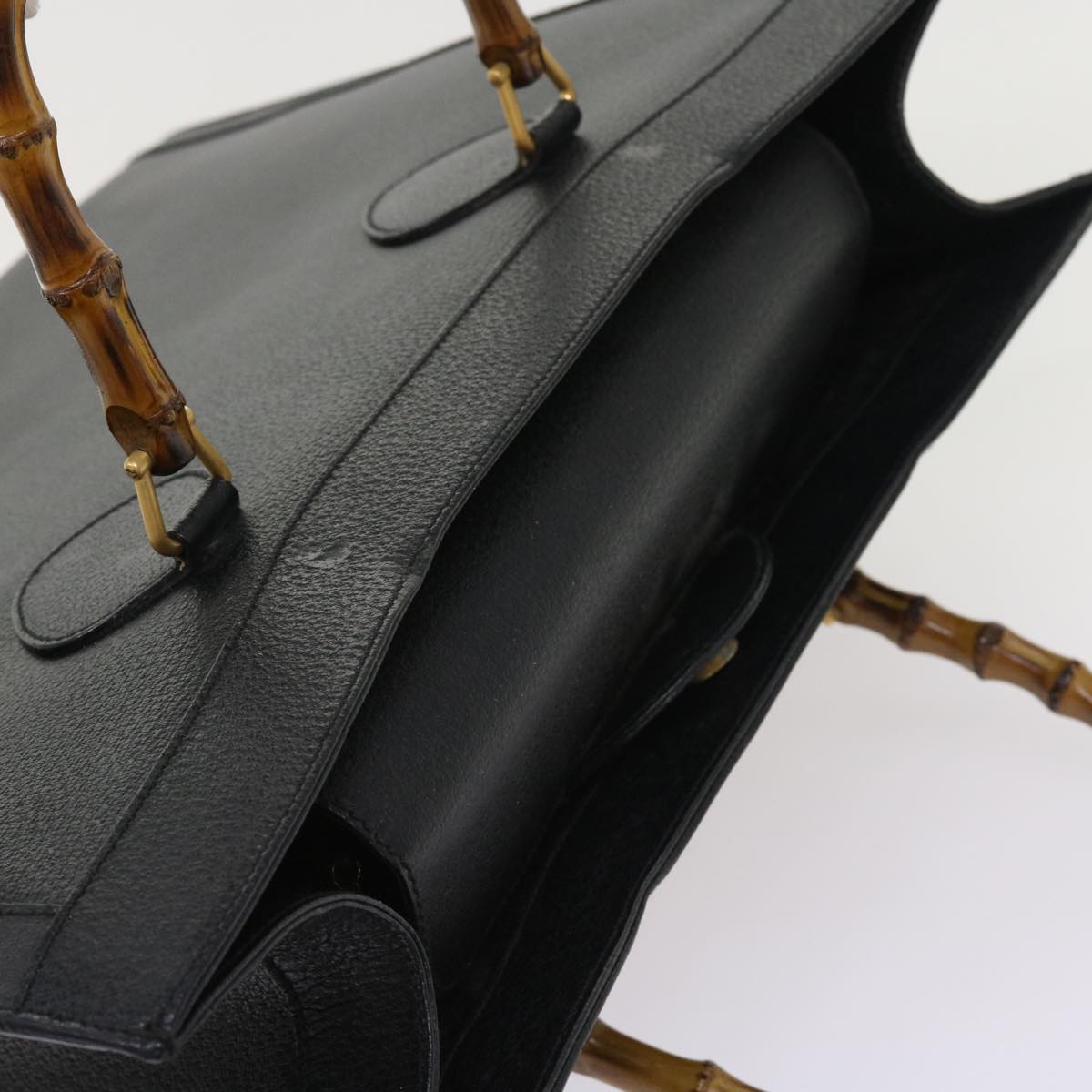GUCCI Bamboo Hand Bag Leather Black 002 1186 0259 ep1809