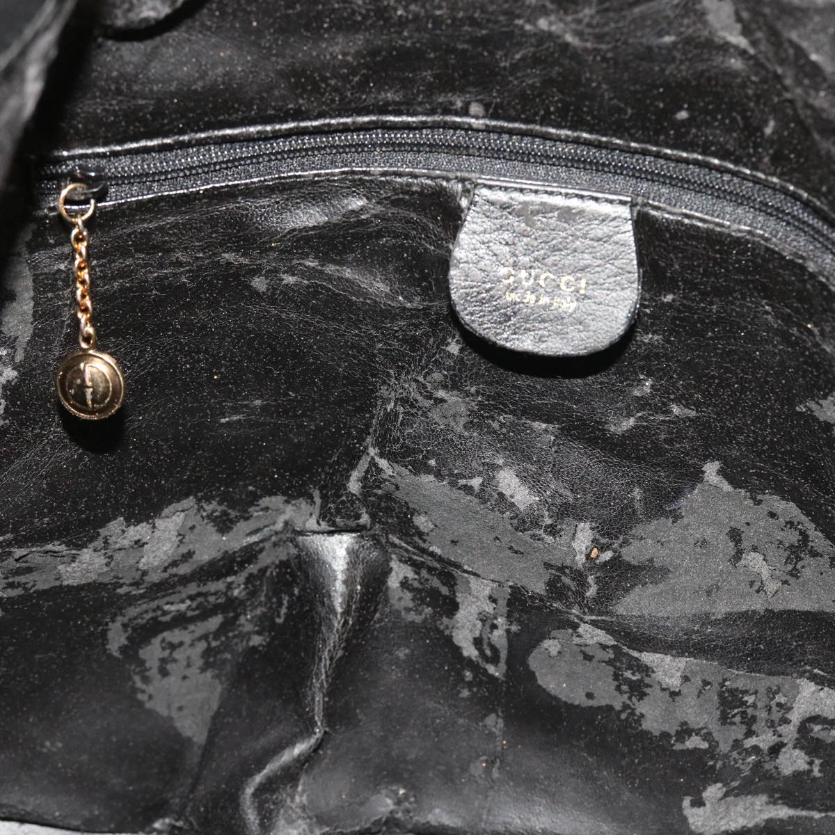 GUCCI Bamboo Shoulder Bag Leather 2way Black ep1812
