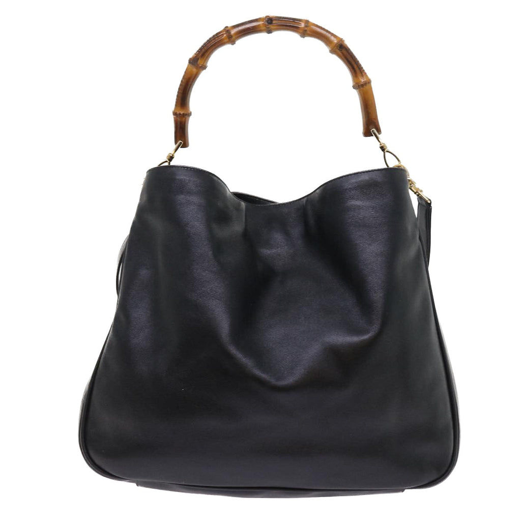 GUCCI Bamboo Shoulder Bag Leather 2way Black ep1812