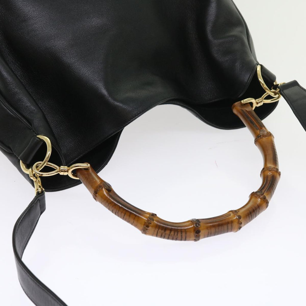 GUCCI Bamboo Shoulder Bag Leather 2way Black ep1812