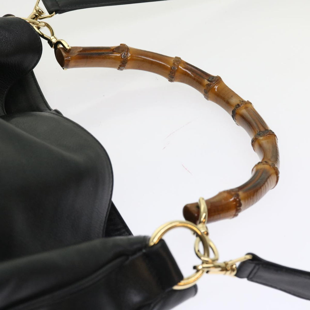 GUCCI Bamboo Shoulder Bag Leather 2way Black ep1812