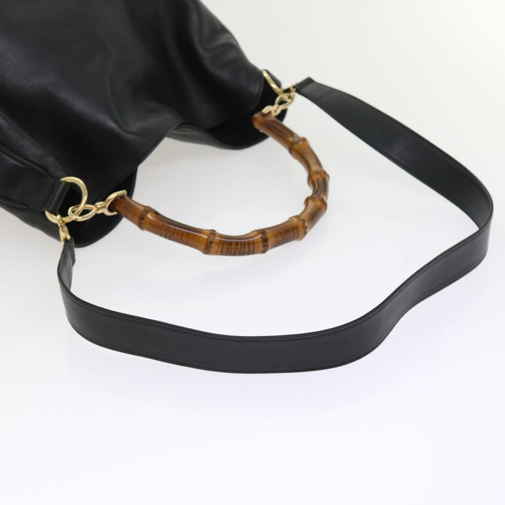 GUCCI Bamboo Shoulder Bag Leather 2way Black ep1812