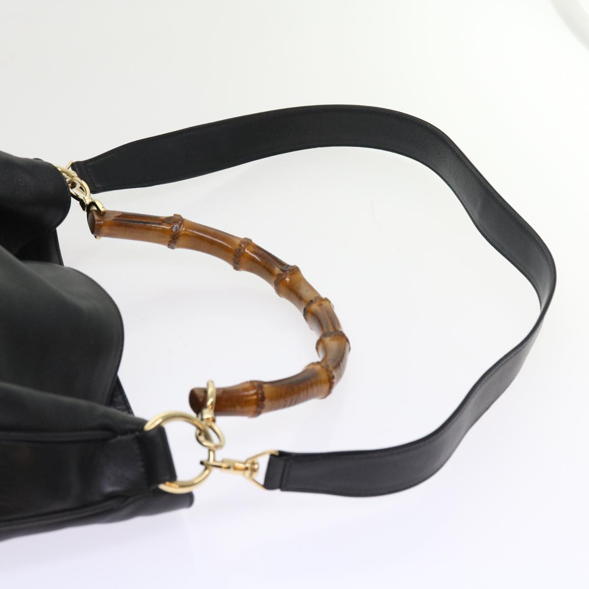 GUCCI Bamboo Shoulder Bag Leather 2way Black ep1812
