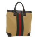 GUCCI Web Sherry Line Hand Bag Canvas Beige Red Green 002 1121 ep1825