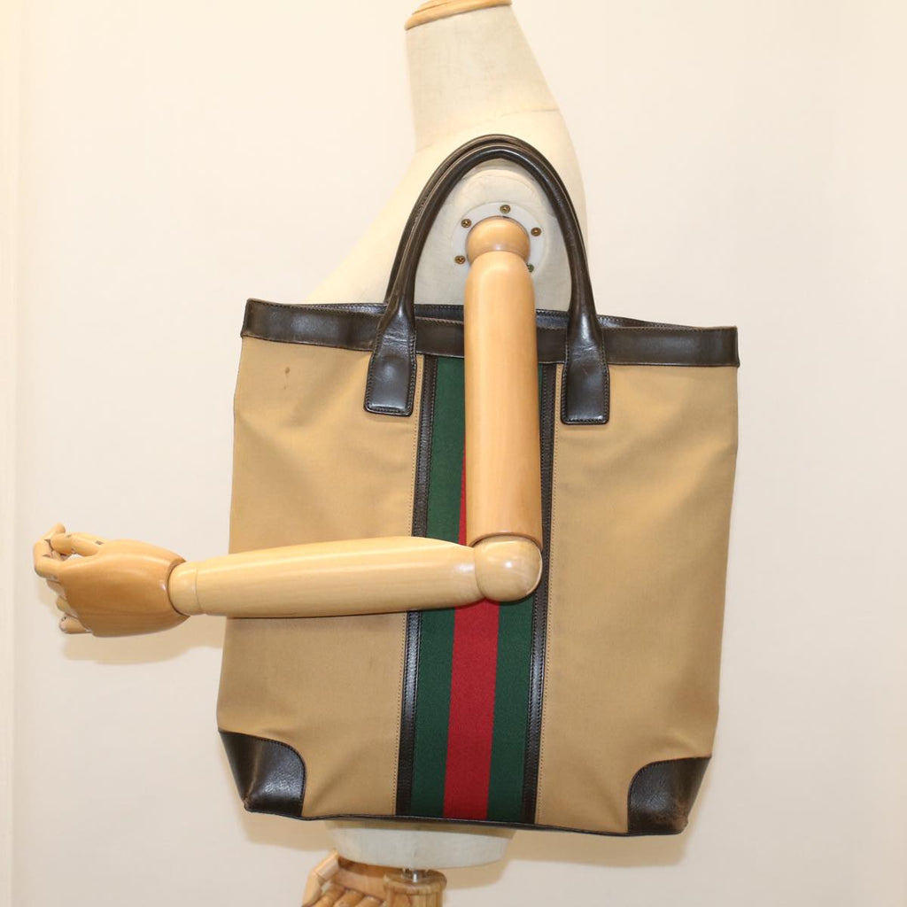 GUCCI Web Sherry Line Hand Bag Canvas Beige Red Green 002 1121 ep1825