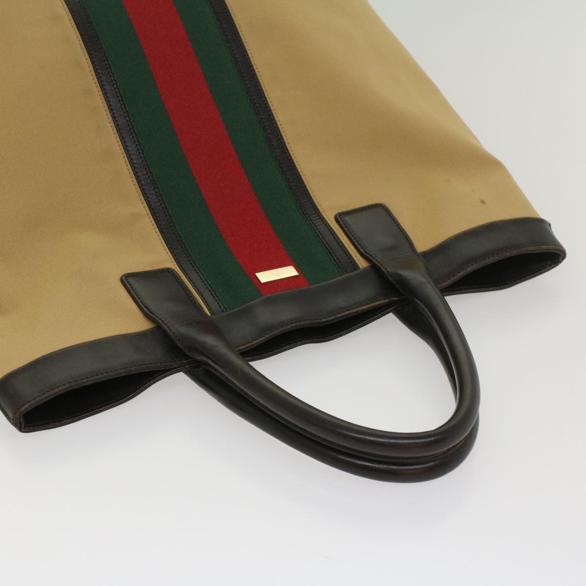 GUCCI Web Sherry Line Hand Bag Canvas Beige Red Green 002 1121 ep1825