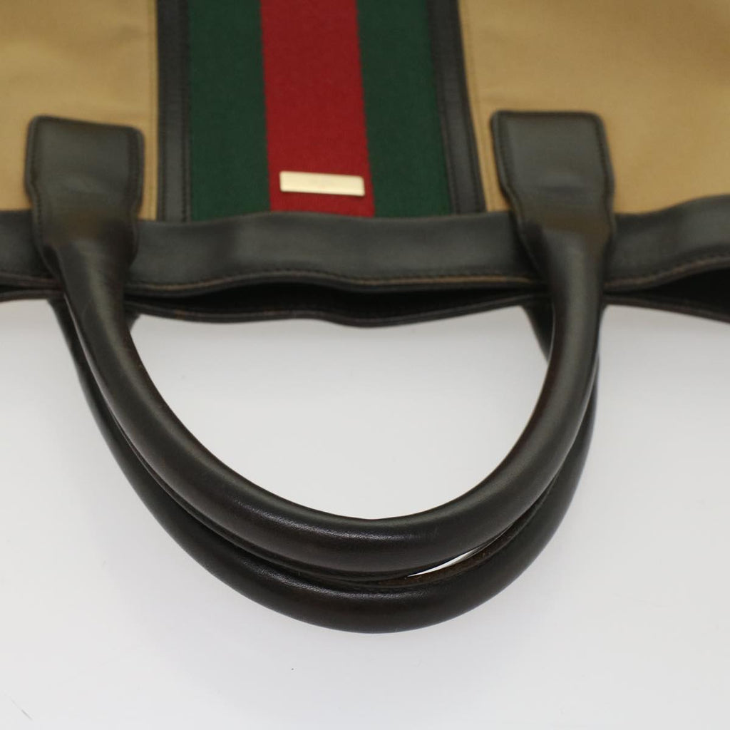 GUCCI Web Sherry Line Hand Bag Canvas Beige Red Green 002 1121 ep1825