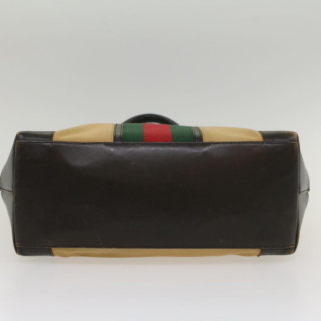 GUCCI Web Sherry Line Hand Bag Canvas Beige Red Green 002 1121 ep1825